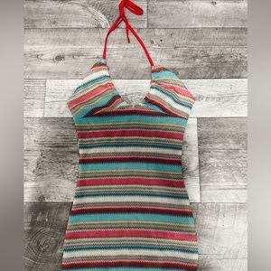 shein bodycon crocheted dress💚🩷💛